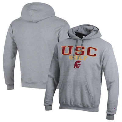 Men's Champion Gray USC Trojans Stacked Golf Powerblend Pullover Hoodie