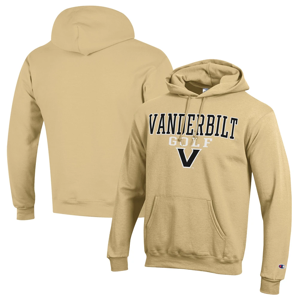 Men's Champion Gold Vanderbilt Commodores Stacked Golf Powerblend Pullover Hoodie