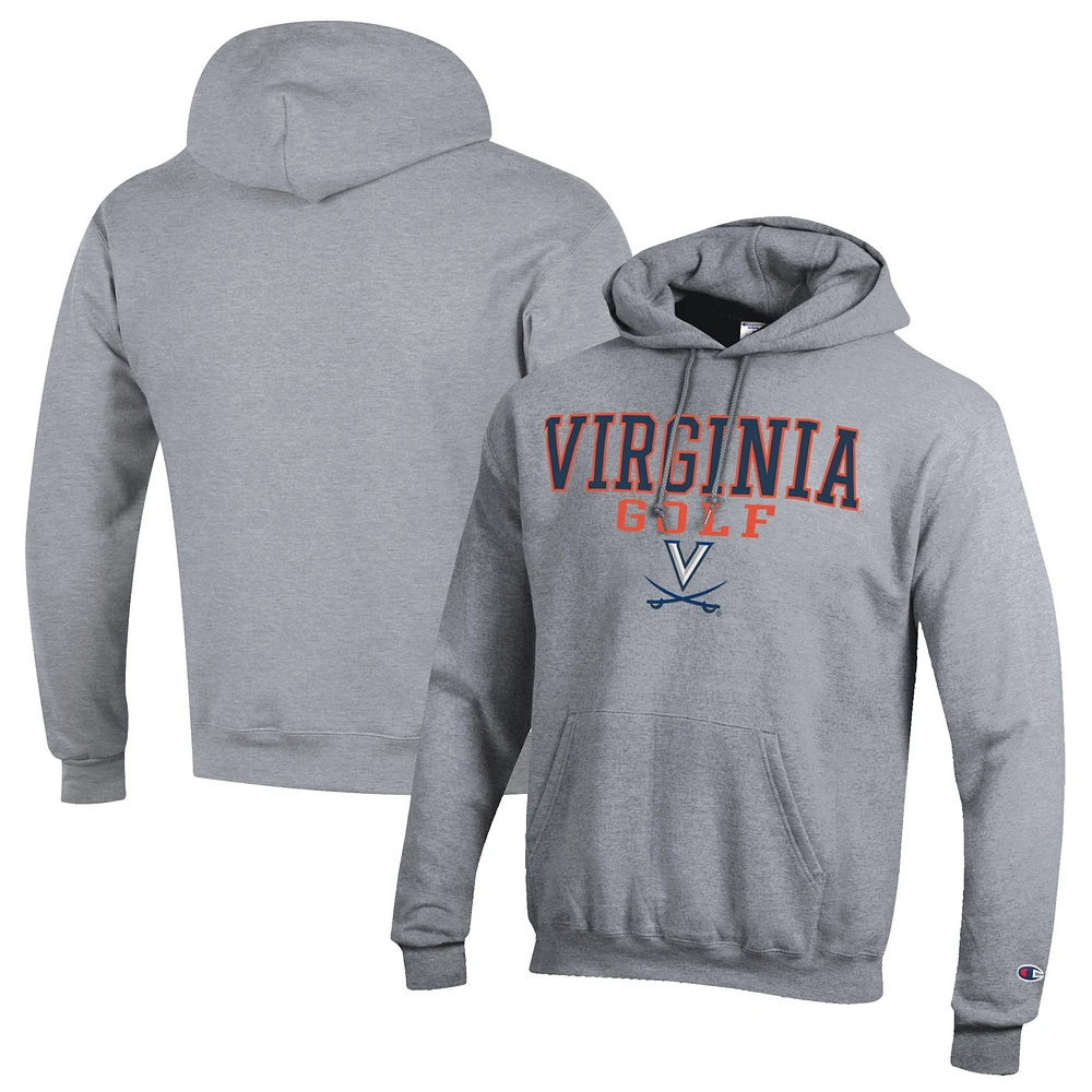 Men's Champion Gray Virginia Cavaliers Stacked Golf Powerblend Pullover Hoodie