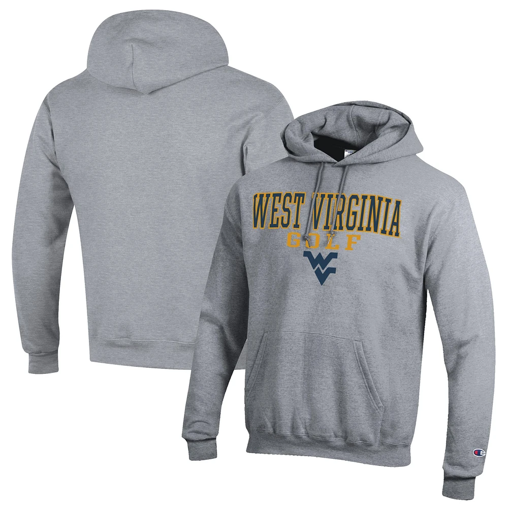 Men's Champion Gray West Virginia Mountaineers Stacked Golf Powerblend Pullover Hoodie