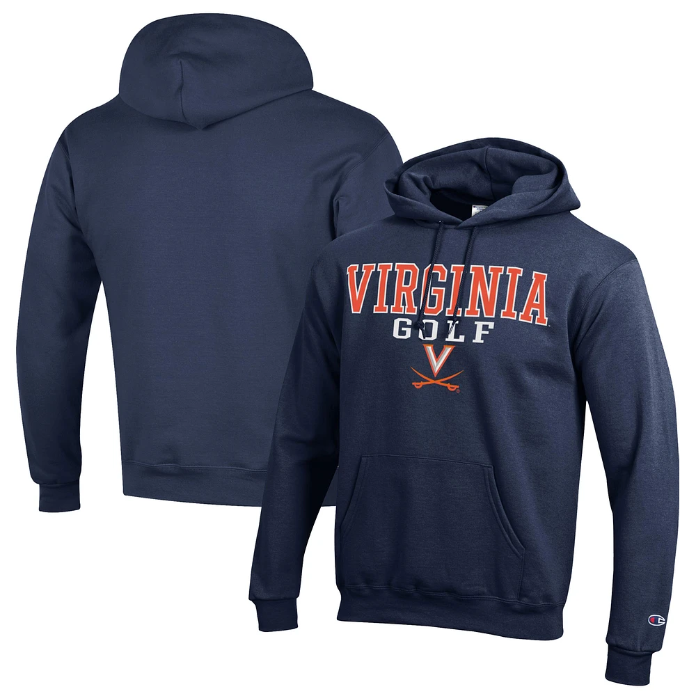 Men's Champion Navy Virginia Cavaliers Stacked Golf Powerblend Pullover Hoodie