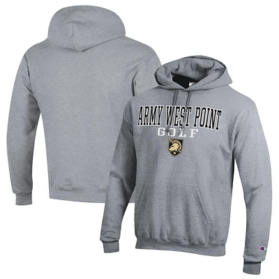Men's Champion Gray Army Black Knights Stacked Golf Powerblend Pullover Hoodie