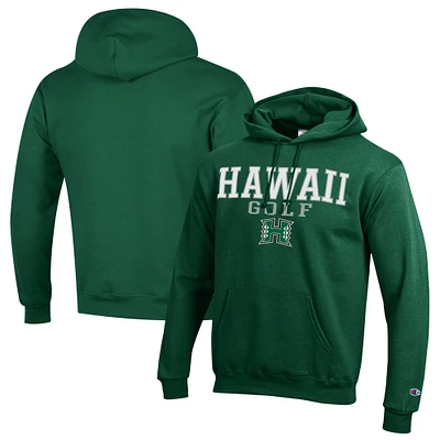 Men's Champion Hawaii Rainbow Warriors Stacked Golf Powerblend Pullover Hoodie