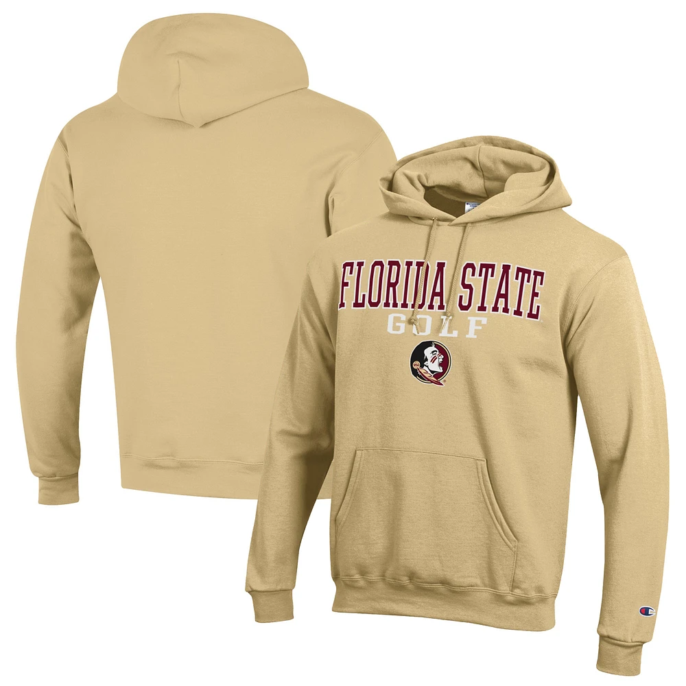 Men's Champion Gold Florida State Seminoles Stacked Golf Powerblend Pullover Hoodie