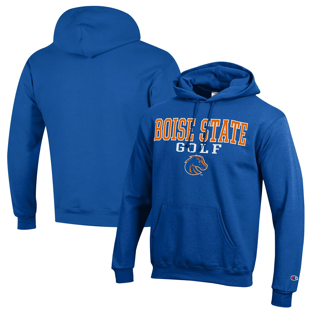 Men's Champion Royal Boise State Broncos Stacked Golf Powerblend Pullover Hoodie
