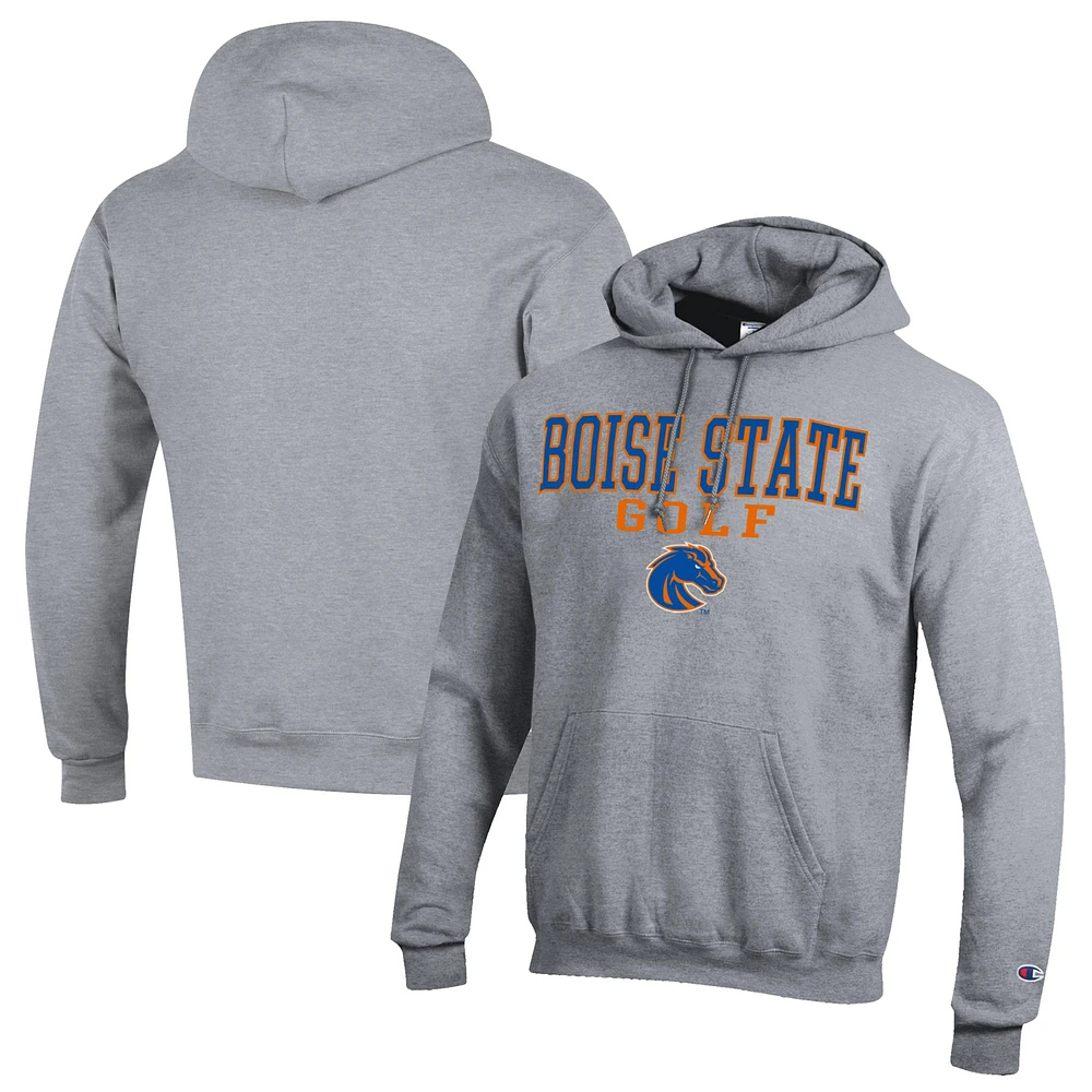 Men's Champion Gray Boise State Broncos Stacked Golf Powerblend Pullover Hoodie