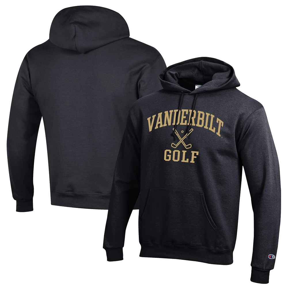 Men's Champion Black Vanderbilt Commodores Icon Golf Powerblend Pullover Hoodie
