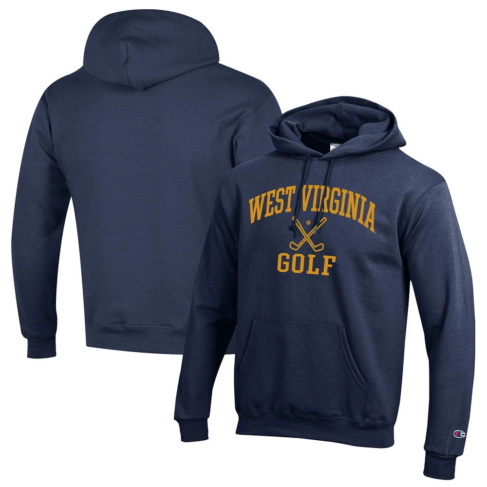 Men's Champion Navy West Virginia Mountaineers Icon Golf Powerblend Pullover Hoodie