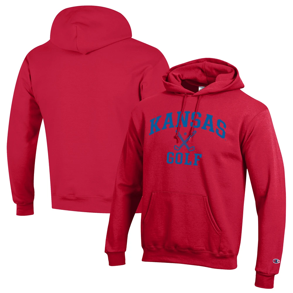 Men's Champion Kansas Jayhawks Icon Golf Powerblend Pullover Hoodie