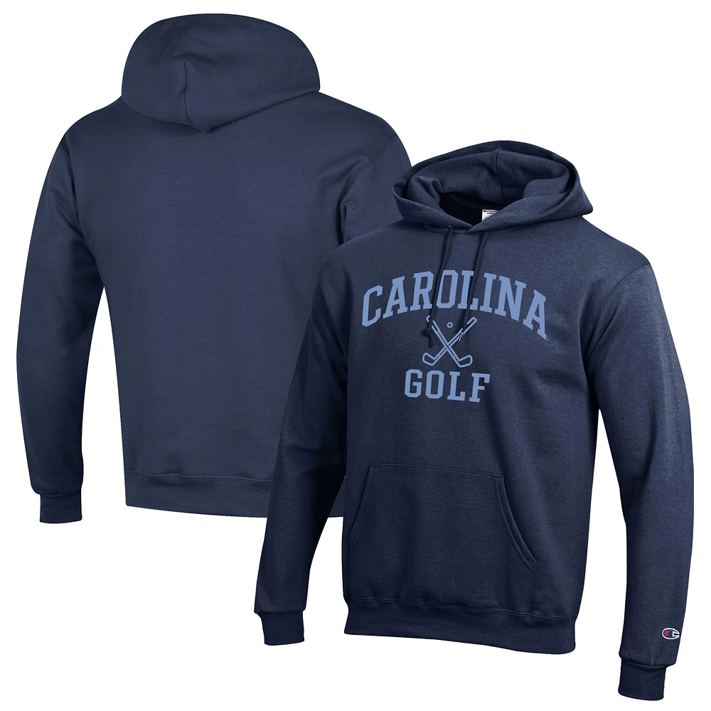 Men's Champion Navy North Carolina Tar Heels Icon Golf Powerblend Pullover Hoodie