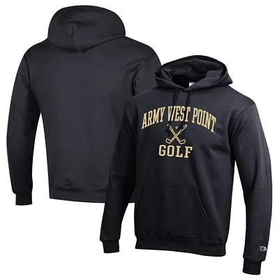 Men's Champion Black Army Knights Icon Golf Powerblend Pullover Hoodie