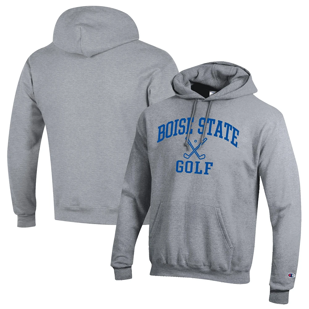 Men's Champion Gray Boise State Broncos Icon Golf Powerblend Pullover Hoodie