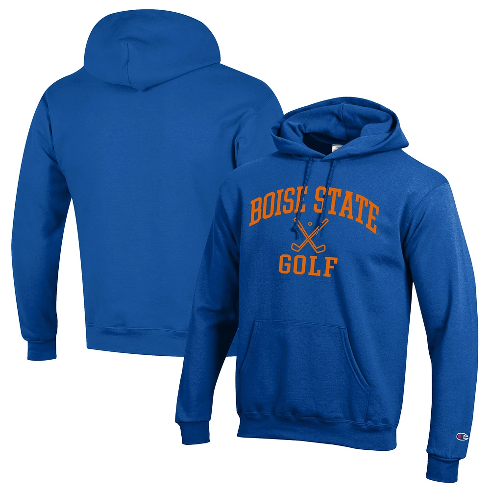 Men's Champion Royal Boise State Broncos Icon Golf Powerblend Pullover Hoodie