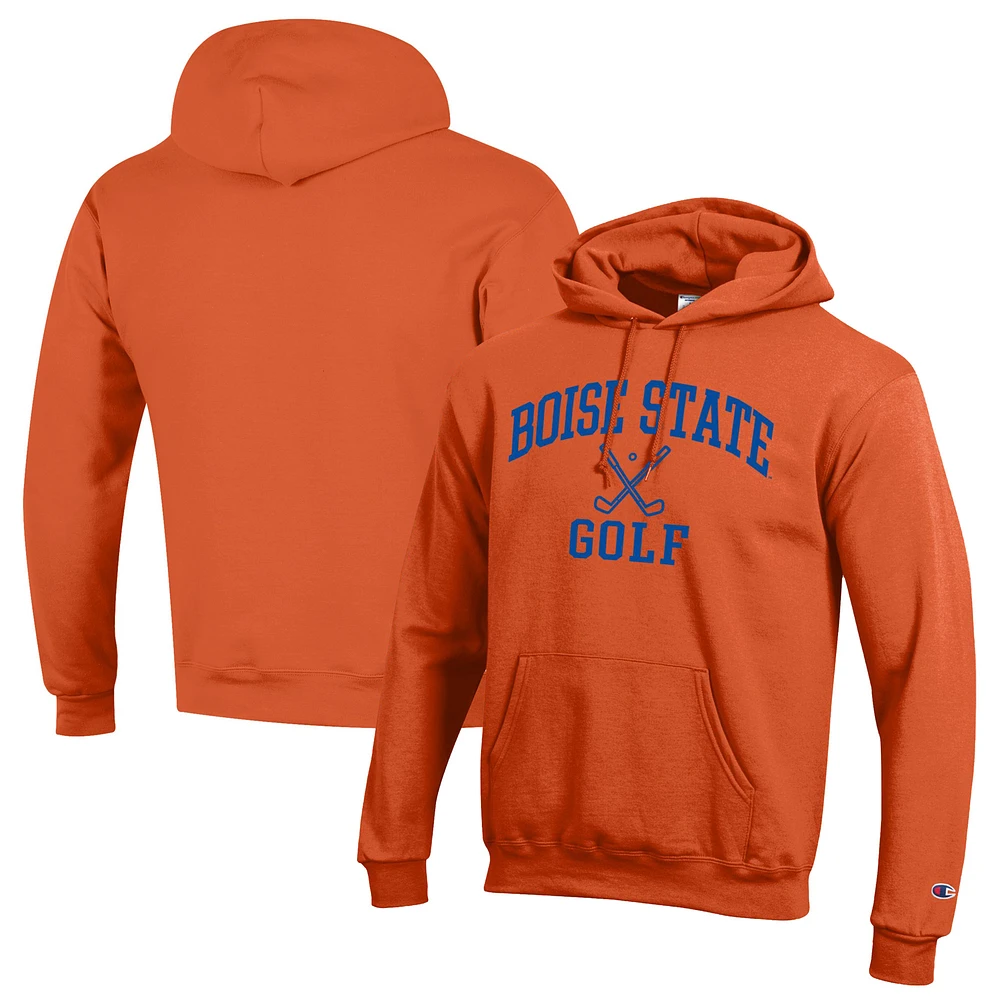 Men's Champion Orange Boise State Broncos Icon Golf Powerblend Pullover Hoodie