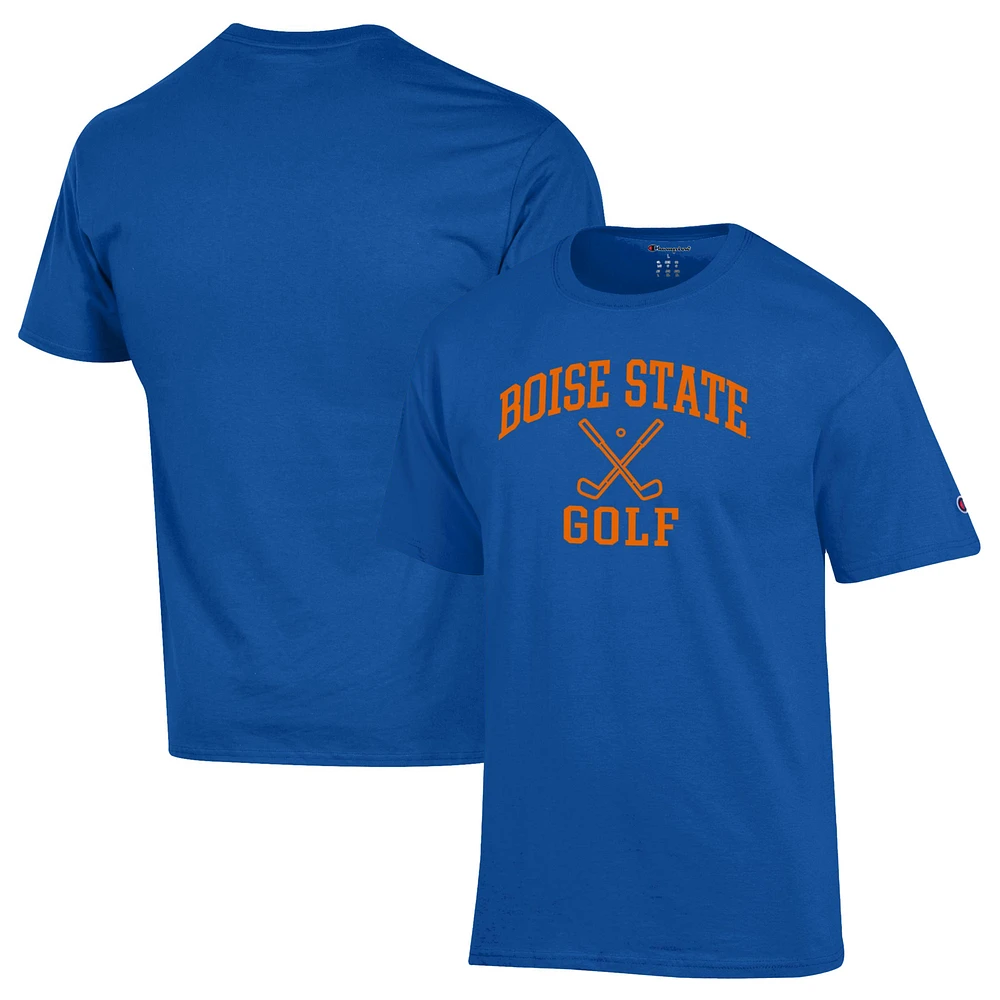 Men's Champion Royal Boise State Broncos Icon Golf T-Shirt