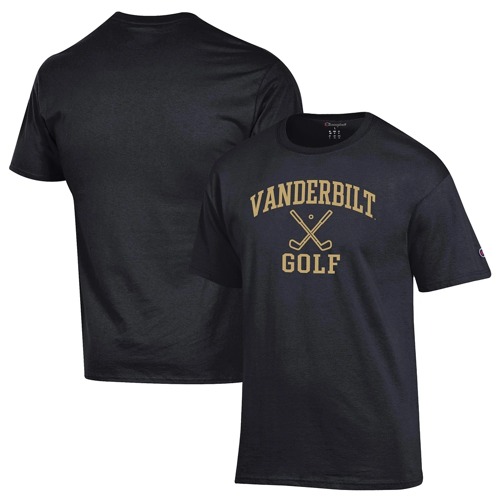 Men's Champion Black Vanderbilt Commodores Icon Golf T-Shirt