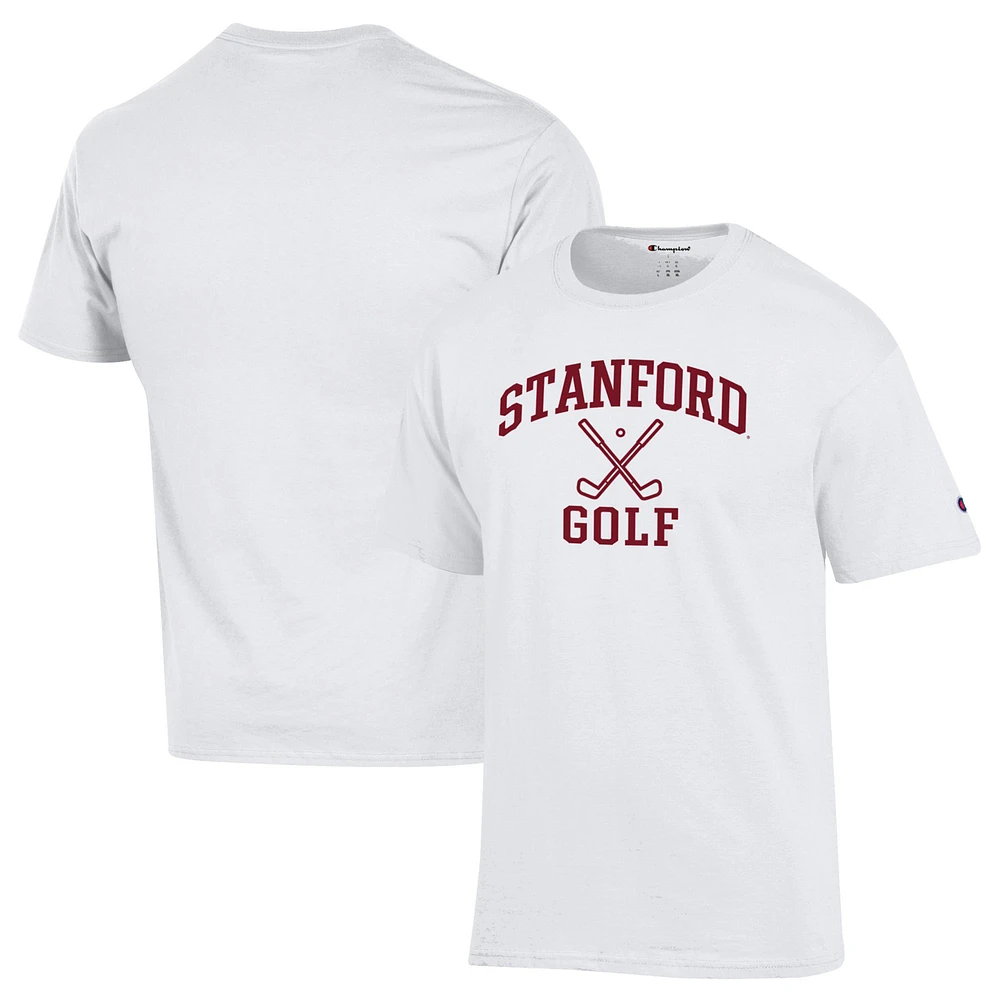 Men's Champion White Stanford Cardinal Icon Golf T-Shirt