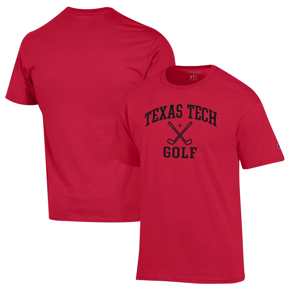 Men's Champion Red Texas Tech Raiders Icon Golf T-Shirt