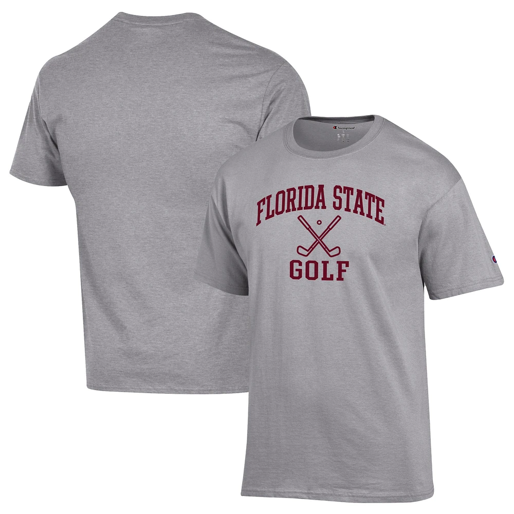 Men's Champion Gray Florida State Seminoles Icon Golf T-Shirt