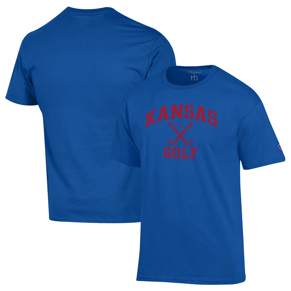 Men's Champion Royal Kansas Jayhawks Icon Golf T-Shirt