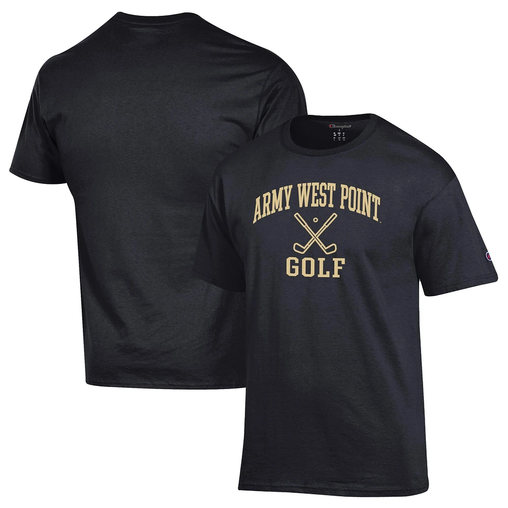 Men's Champion Black Army Knights Icon Golf T-Shirt