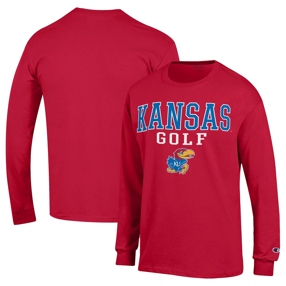 Men's Champion Red Kansas Jayhawks Long Sleeve T-Shirt