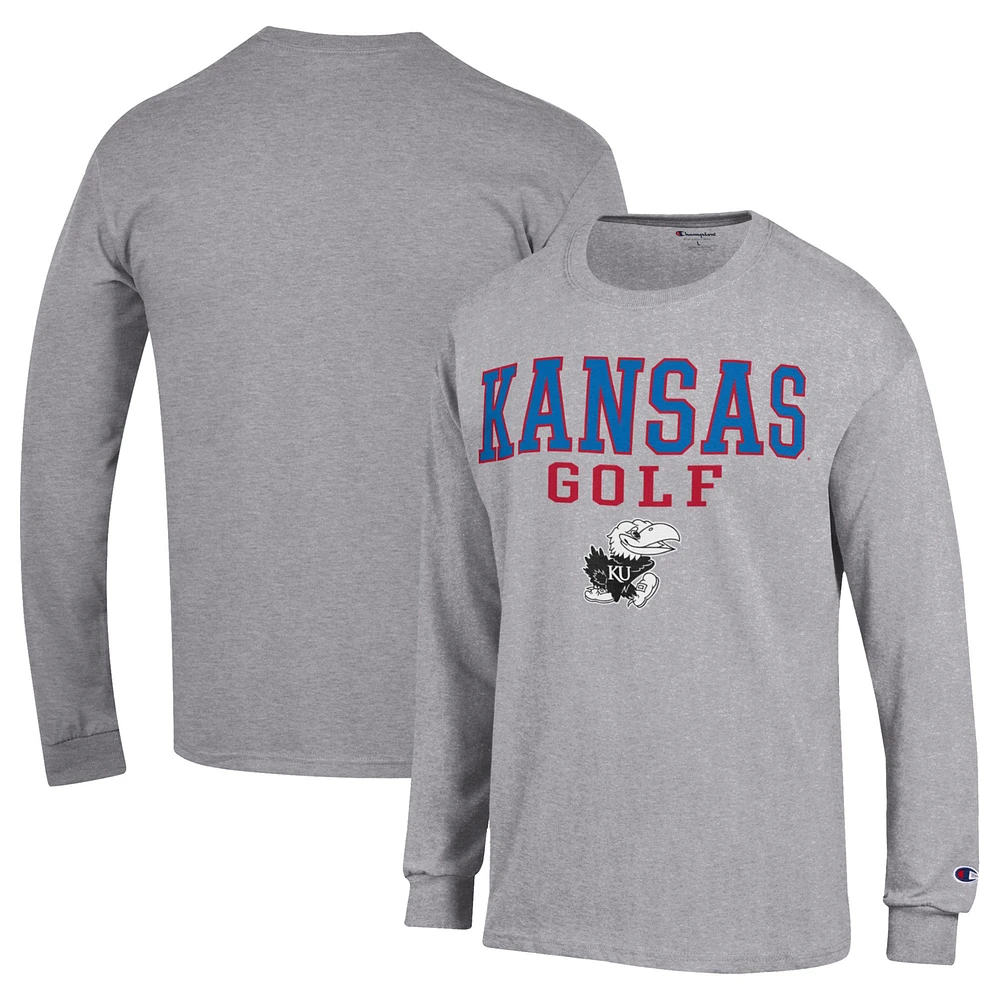 Men's Champion Gray Kansas Jayhawks Long Sleeve T-Shirt