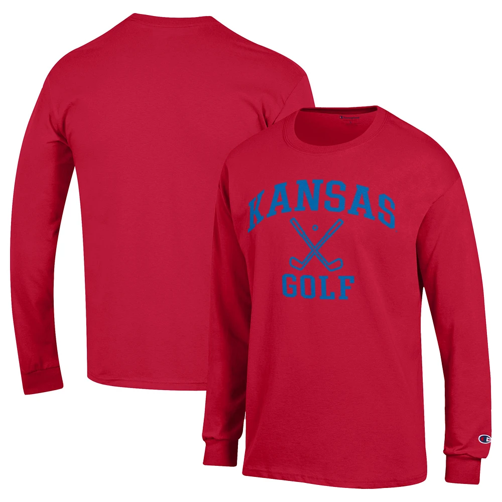 Men's Champion Red Kansas Jayhawks Long Sleeve T-Shirt