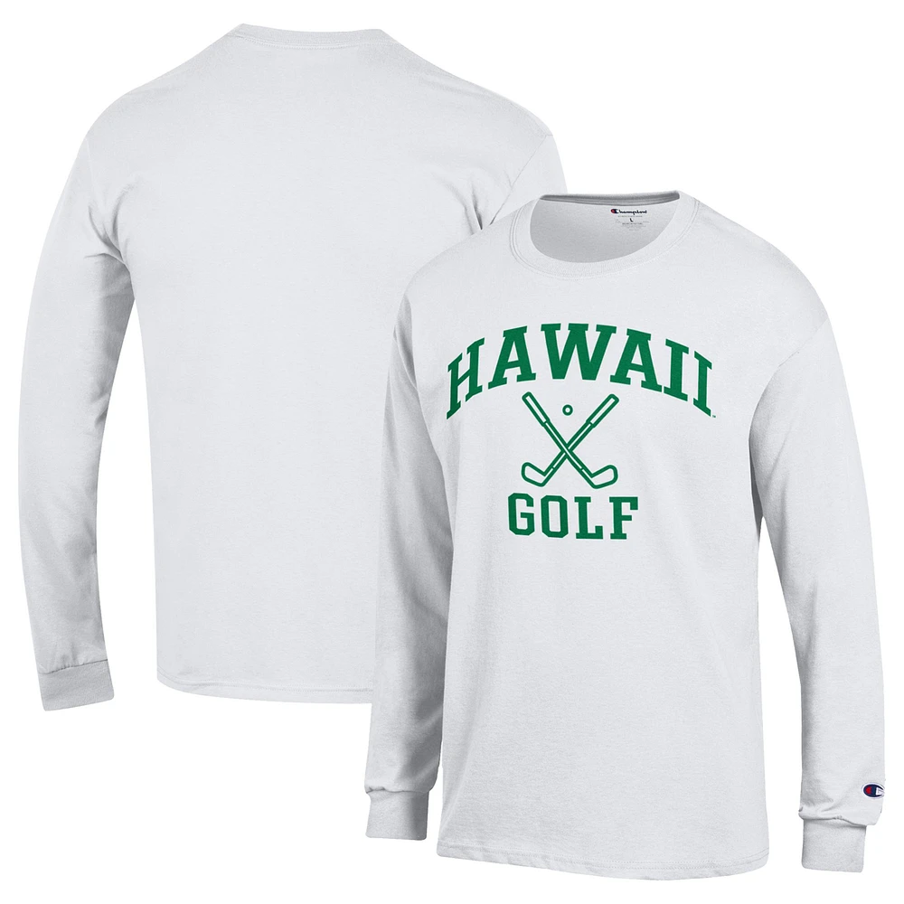 Men's Champion White Hawaii Rainbow Warriors Long Sleeve T-Shirt