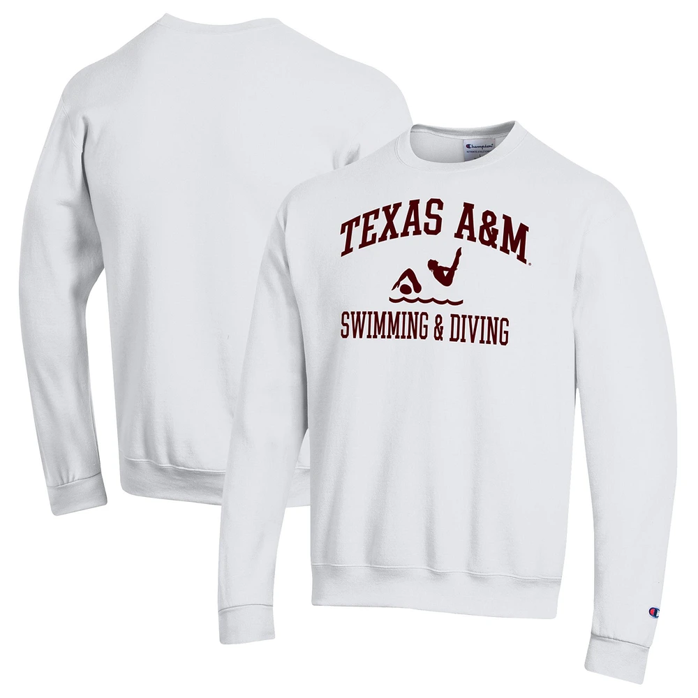 Men's Champion White Texas A&M Aggies Powerblend Crewneck Sweatshirt