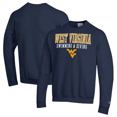 Men's Champion Navy West Virginia Mountaineers Powerblend Crewneck Sweatshirt