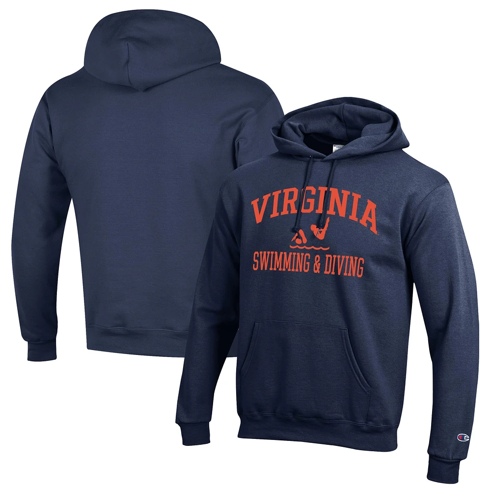 Men's Champion Navy Virginia Cavaliers Swim & Dive Icon Powerblend Pullover Hoodie