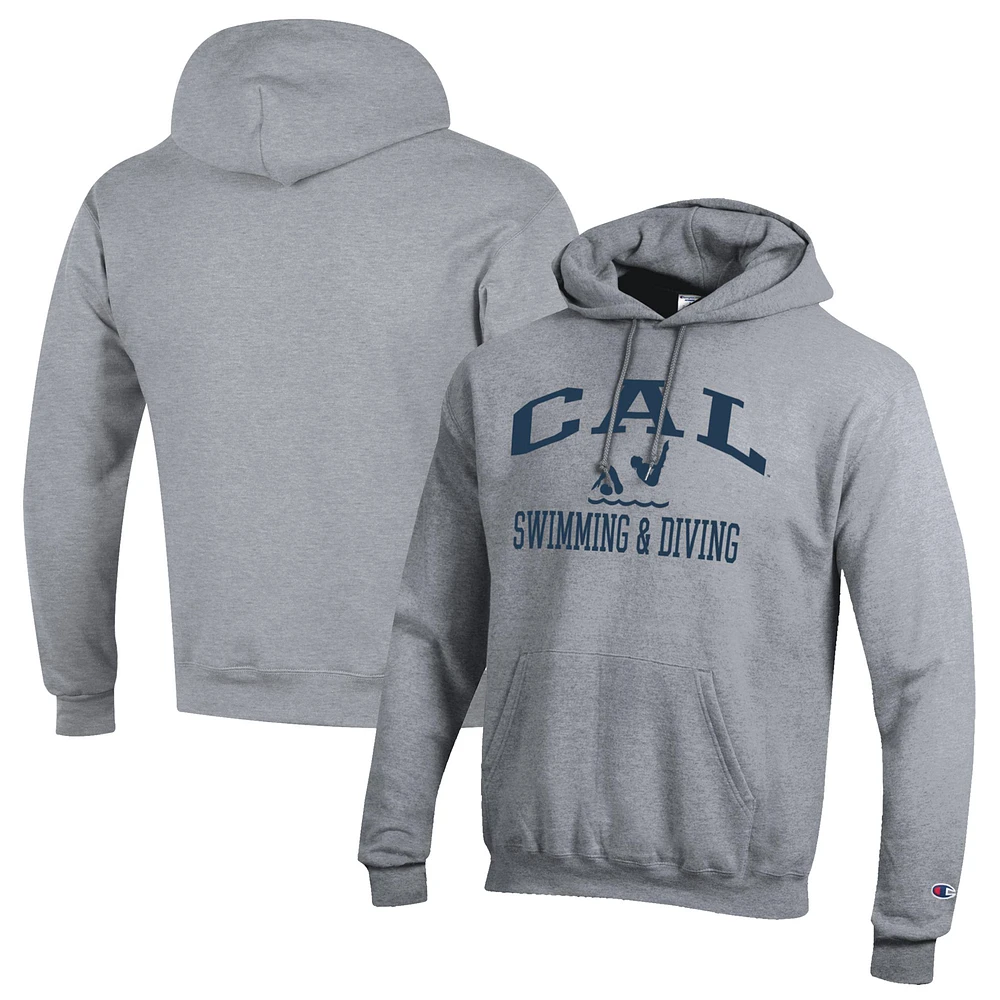 Men's Champion Gray Cal Bears Swim & Dive Icon Powerblend Pullover Hoodie