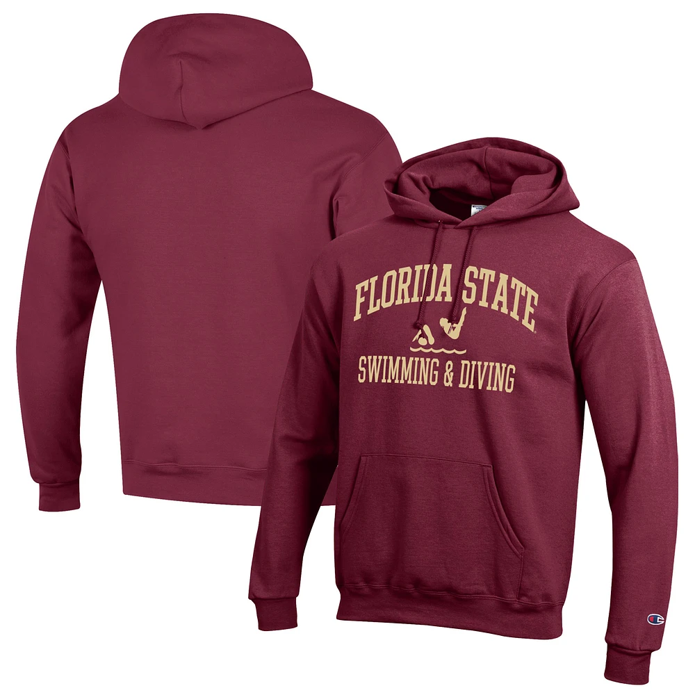 Men's Champion Garnet Florida State Seminoles Swim & Dive Icon Powerblend Pullover Hoodie