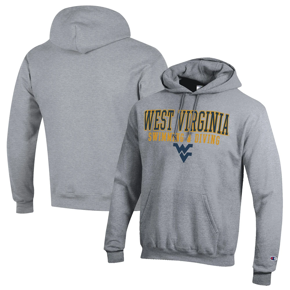 Men's Champion Gray West Virginia Mountaineers Stacked Swim & Dive Powerblend Pullover Hoodie