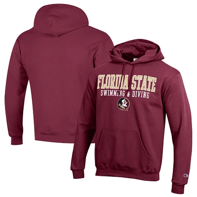 Men's Champion Garnet Florida State Seminoles Stacked Swim & Dive Powerblend Pullover Hoodie