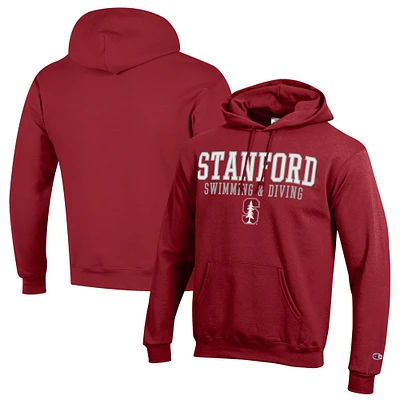 Men's Champion Stanford Cardinal Stacked Swim & Dive Powerblend Pullover Hoodie