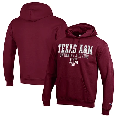 Men's Champion Maroon Texas A&M Aggies Stacked Swim & Dive Powerblend Pullover Hoodie