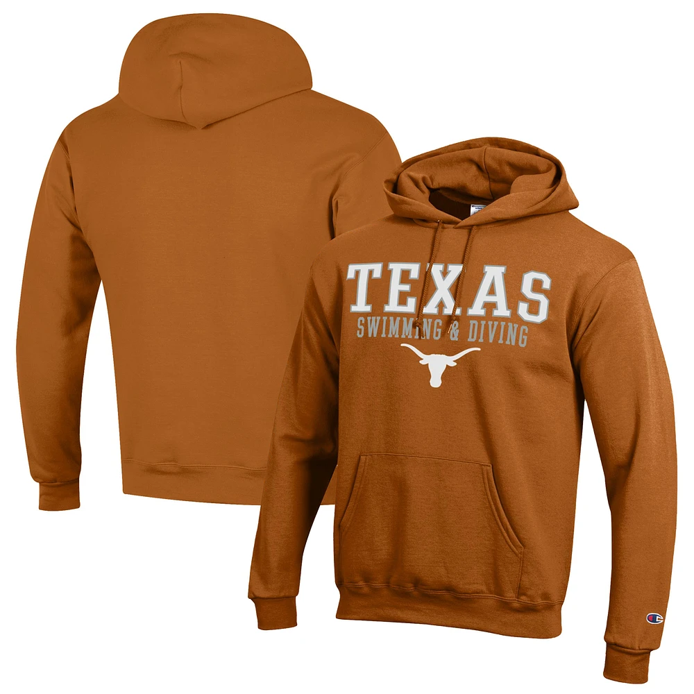 Men's Champion Texas Longhorns Stacked Swim & Dive Powerblend Pullover Hoodie