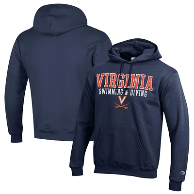 Men's Champion Navy Virginia Cavaliers Stacked Swim & Dive Powerblend Pullover Hoodie