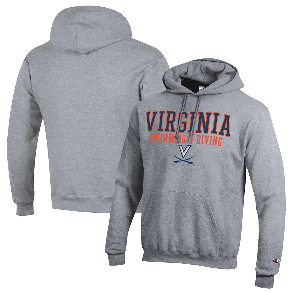 Men's Champion Gray Virginia Cavaliers Stacked Swim & Dive Powerblend Pullover Hoodie