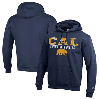 Men's Champion Navy Cal Bears Stacked Swim & Dive Powerblend Pullover Hoodie