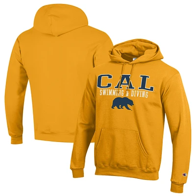 Men's Champion Gold Cal Bears Stacked Swim & Dive Powerblend Pullover Hoodie