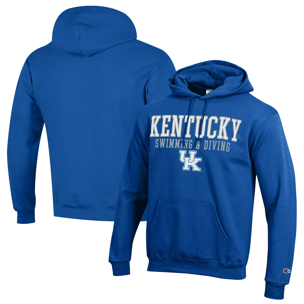 Men's Champion Royal Kentucky Wildcats Stacked Swim & Dive Powerblend Pullover Hoodie