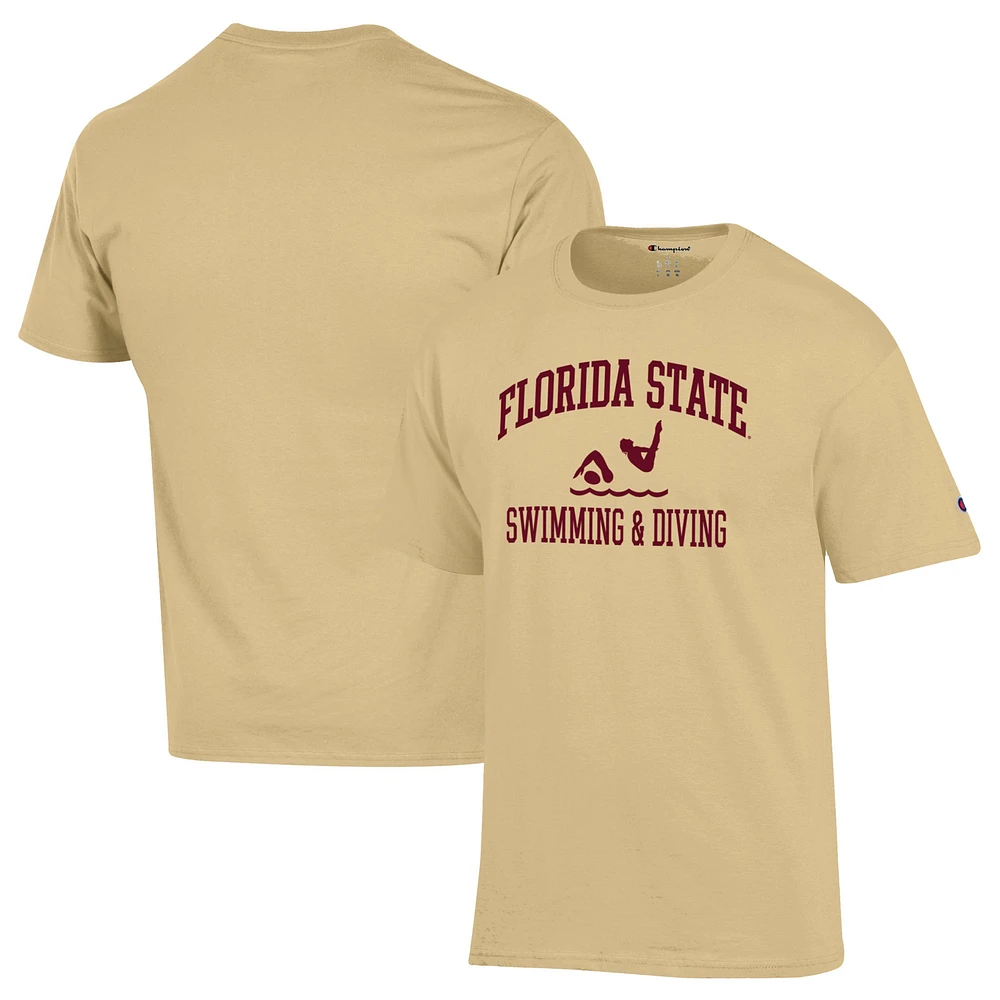 Men's Champion Gold Florida State Seminoles Swim & Dive Icon T-Shirt