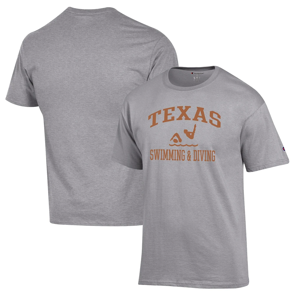 Men's Champion Gray Texas Longhorns Swim & Dive Icon T-Shirt