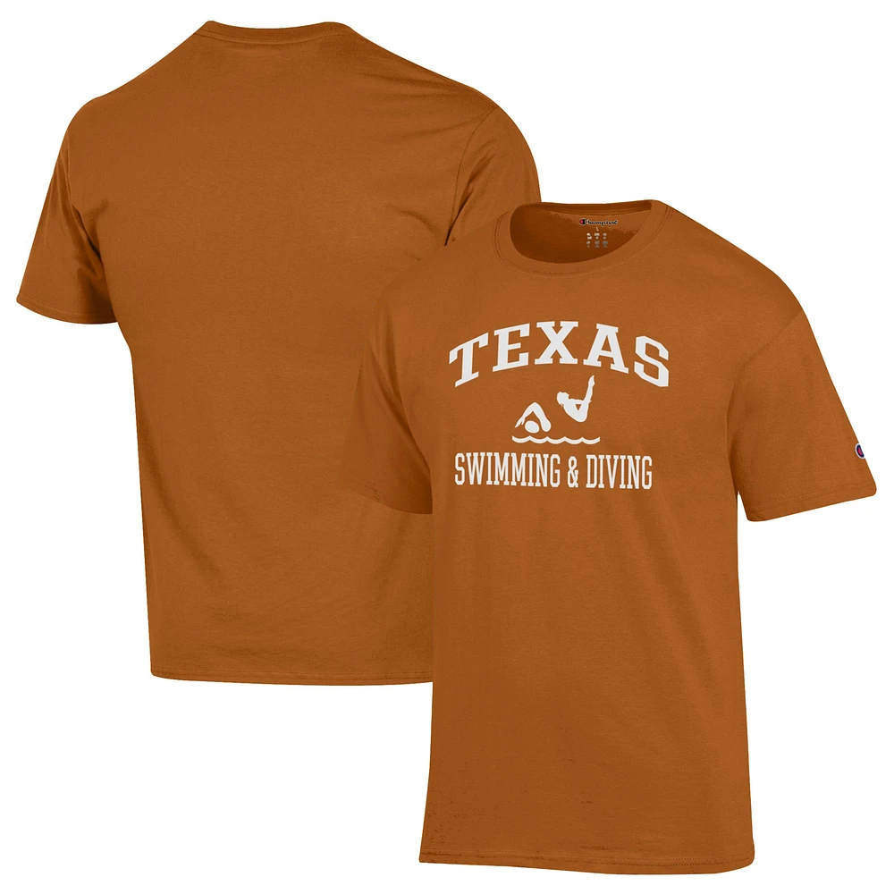 Men's Champion Orange Texas Longhorns Swim & Dive Icon T-Shirt