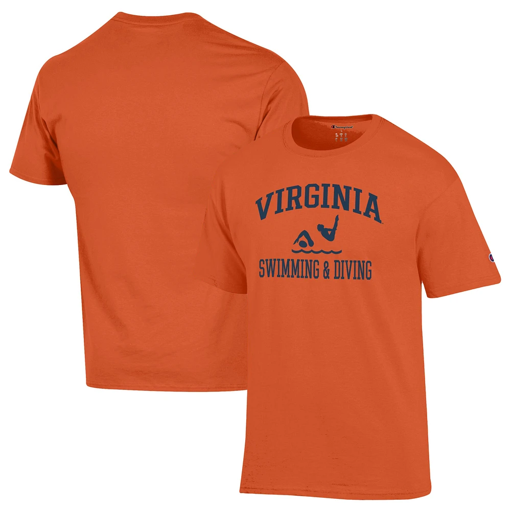 Men's Champion Orange Virginia Cavaliers Swim & Dive Icon T-Shirt