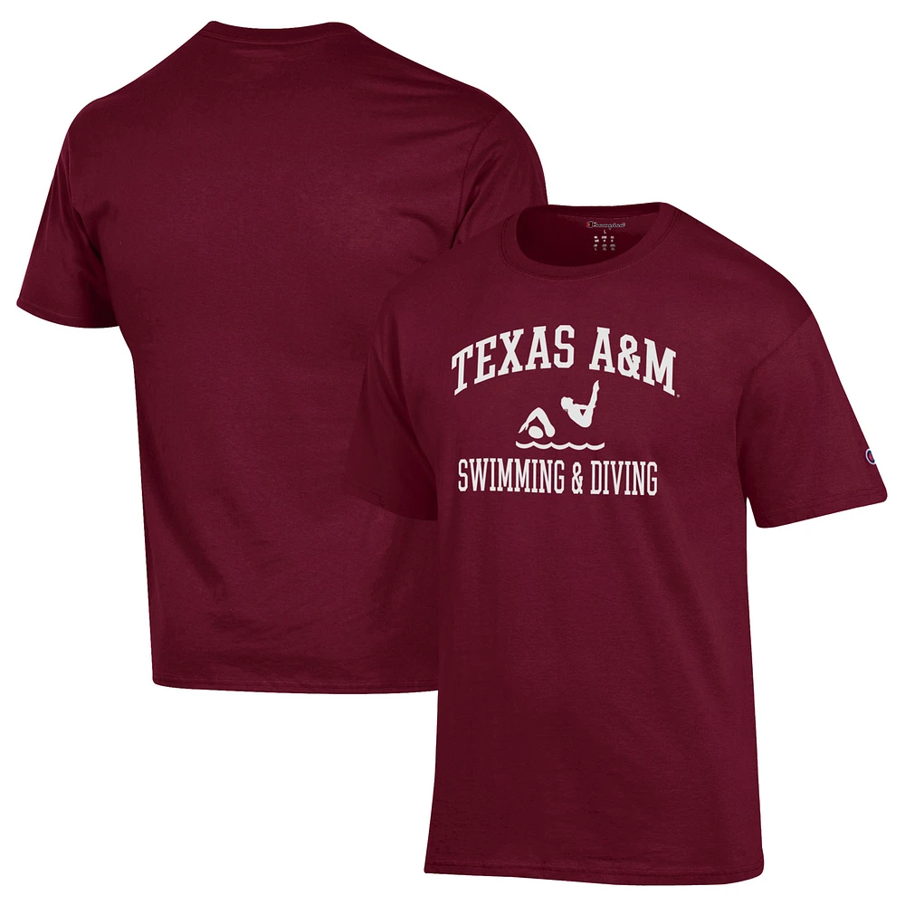 Men's Champion Maroon Texas A&M Aggies Swim & Dive Icon T-Shirt