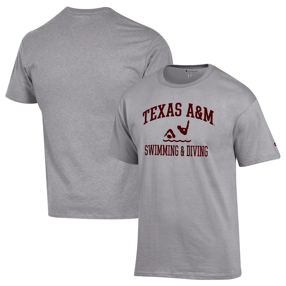 Men's Champion Gray Texas A&M Aggies Swim & Dive Icon T-Shirt